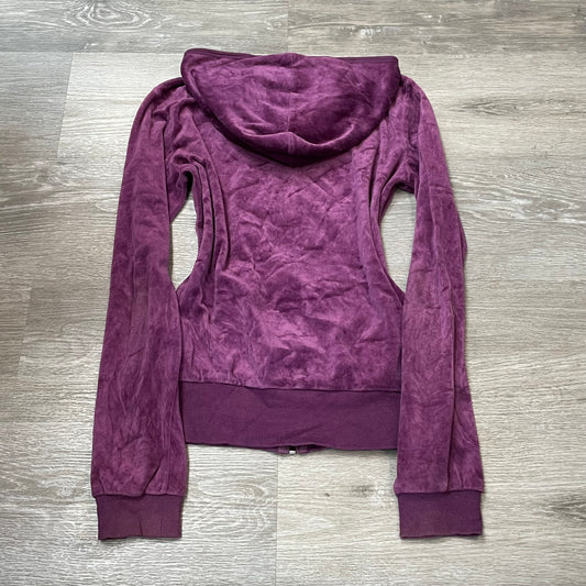Vintage Juicy Couture Womens Plum Velour Zip-Up Hoodie Loungewear Classic Size S