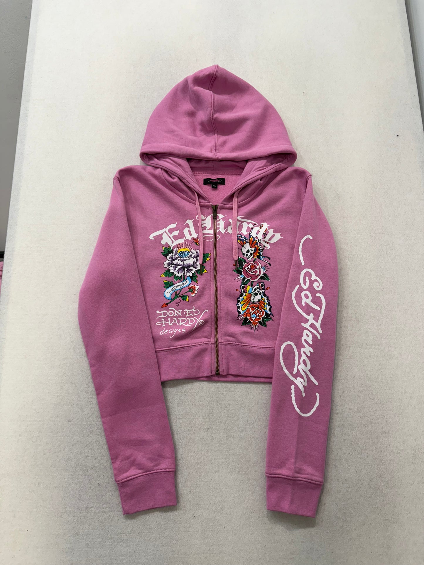 ED HARDY “Flower Skull” PINK MATCHING CARGO PANT SET