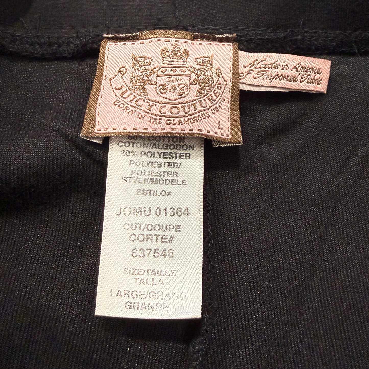 Vintage Juicy Couture Women's Black Velour Tracksuit Set Hoodie & Pants Size L