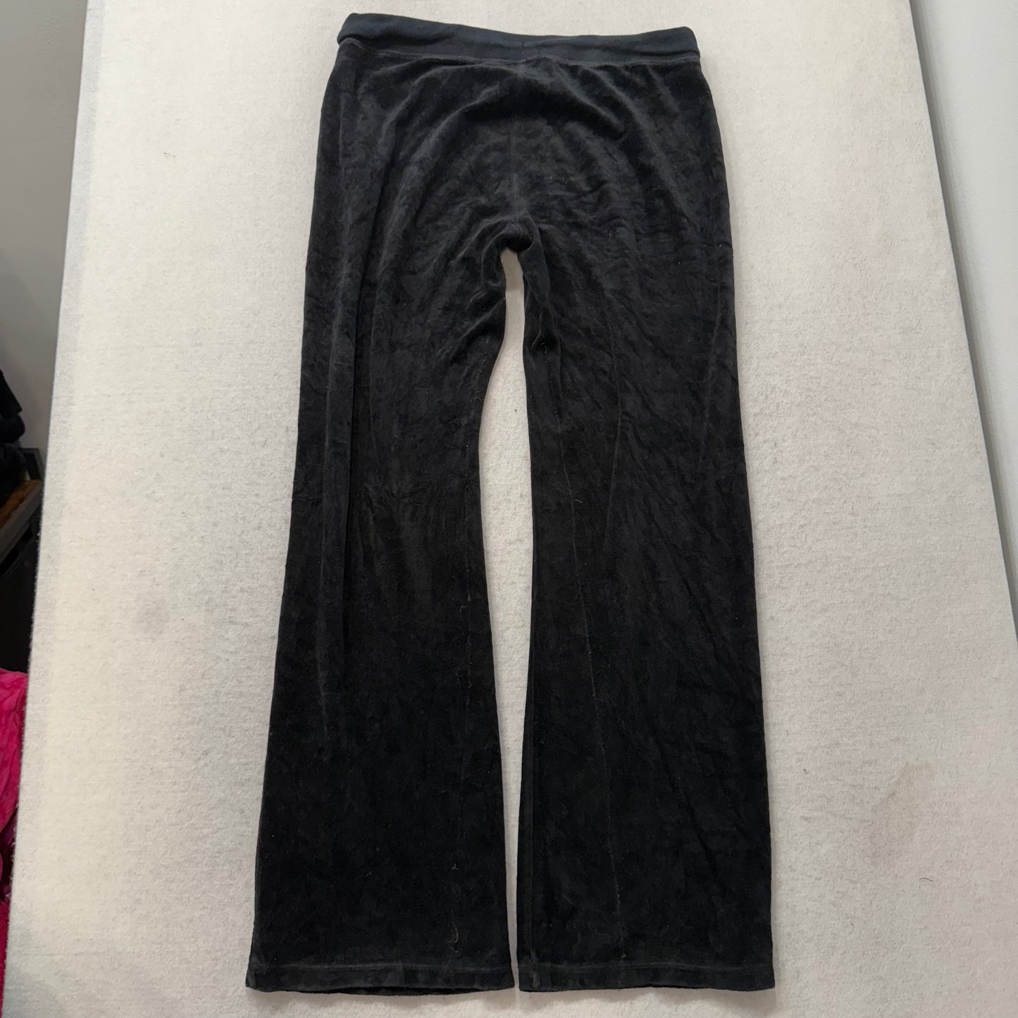 Juicy Couture Black Velour Tracksuit Set Zip Up Hoodie & Flared Pant Logo Size S
