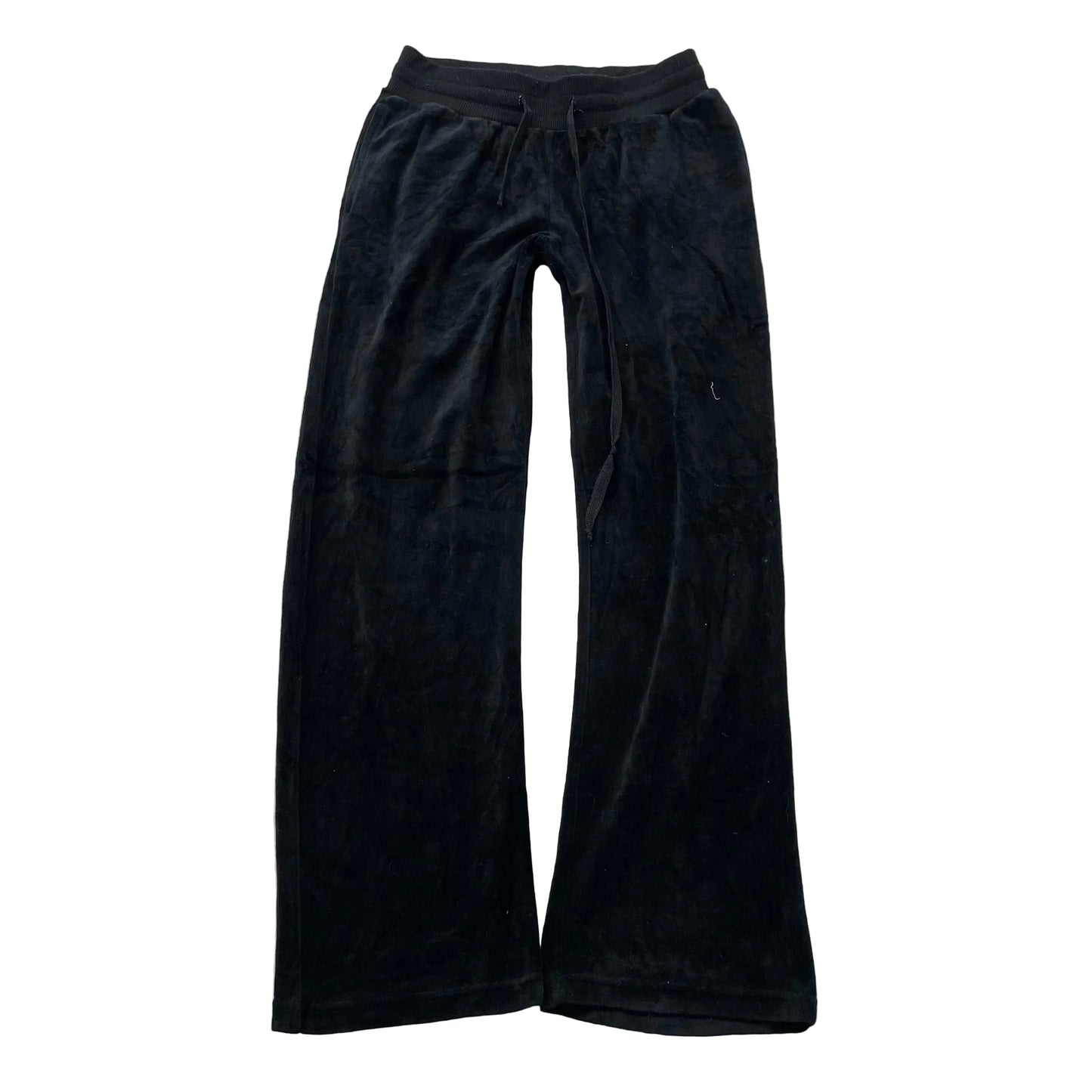 Vintage Juicy Couture Women's Black Velour Flared Track Pant Drawstring Size S