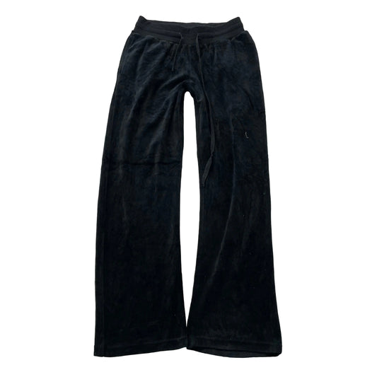 Vintage Juicy Couture Women's Black Velour Flared Track Pant Drawstring Size S