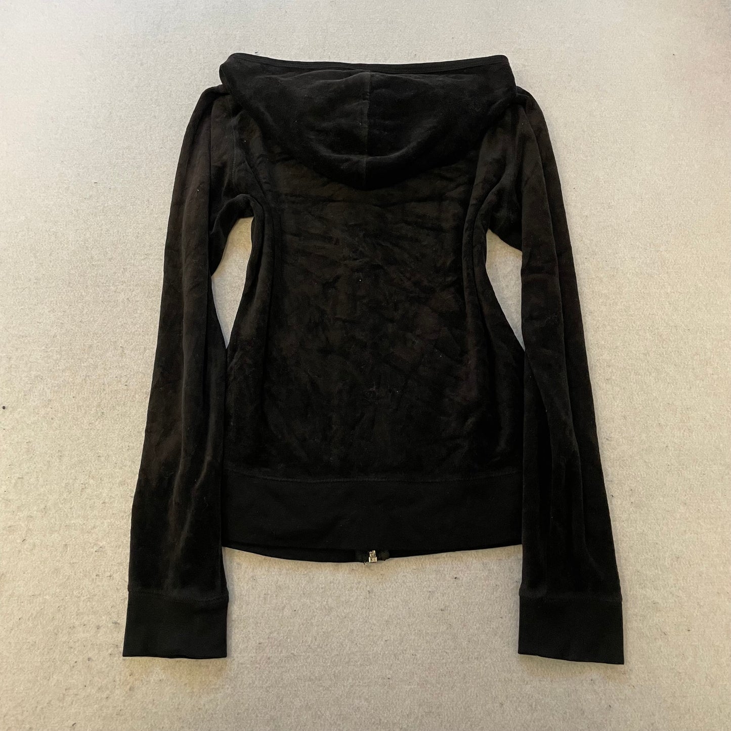 Juicy Couture Women's Charcoal Velour Zip-Up Hoodie Loungewear Pockets Size M