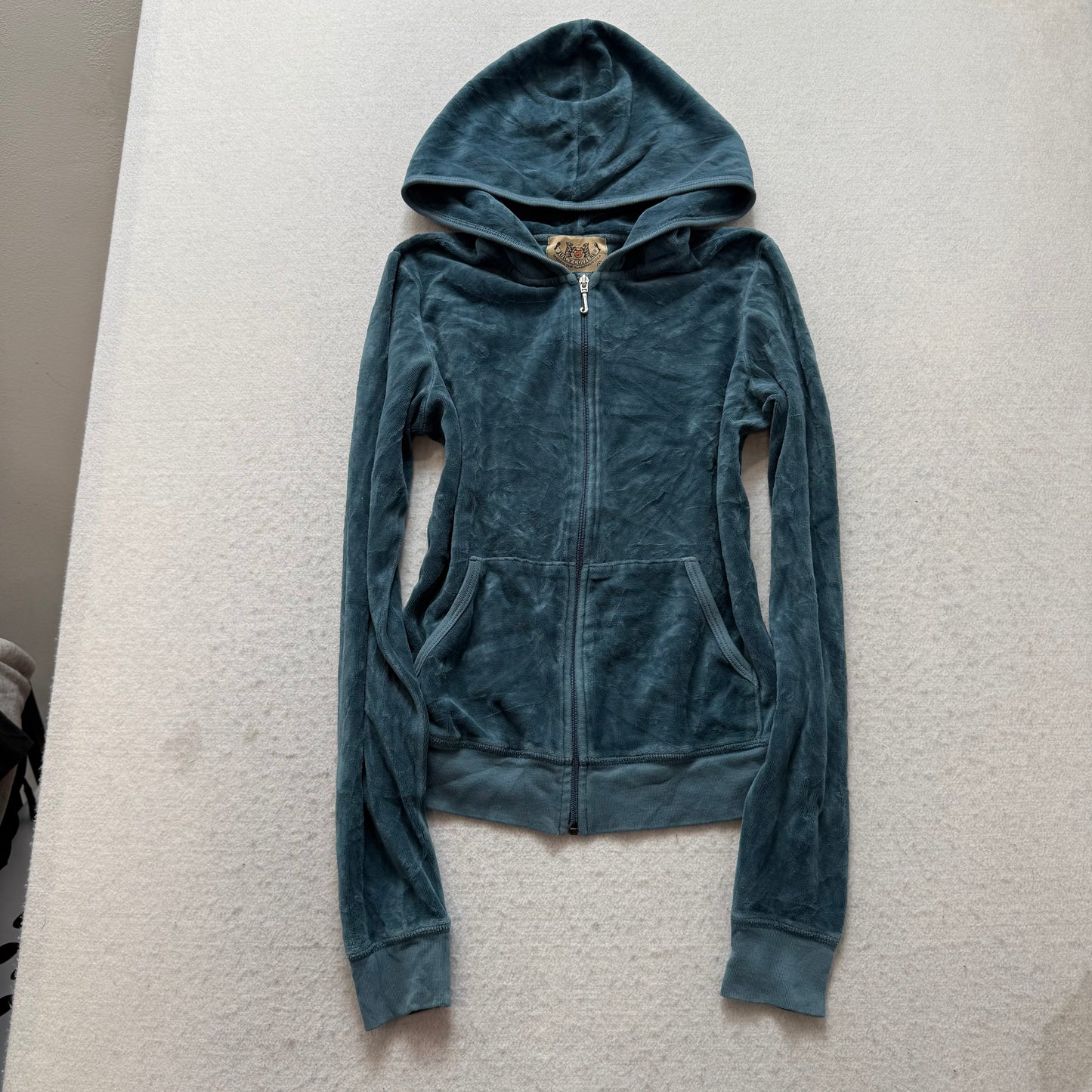 2003 Vintage Juicy Couture “Scottie Dog” Women's Slate Blue Zip Up Hoodie Size M