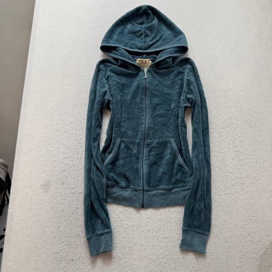 2003 Vintage Juicy Couture “Scottie Dog” Women's Slate Blue Zip Up Hoodie Size M