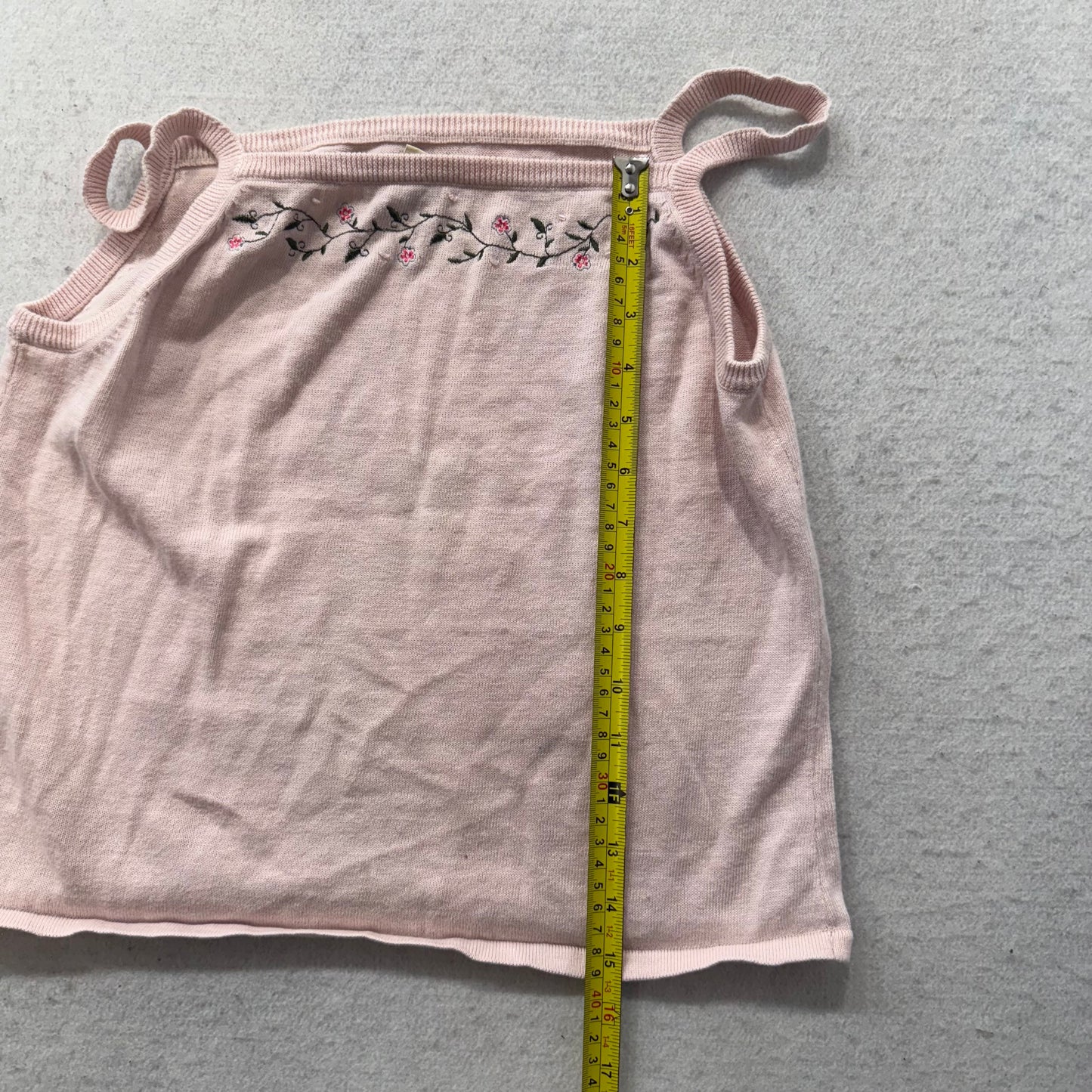 Aeropostale Women's Pastel Pink Camisole Floral Embroidered Knit Tank Top Size L