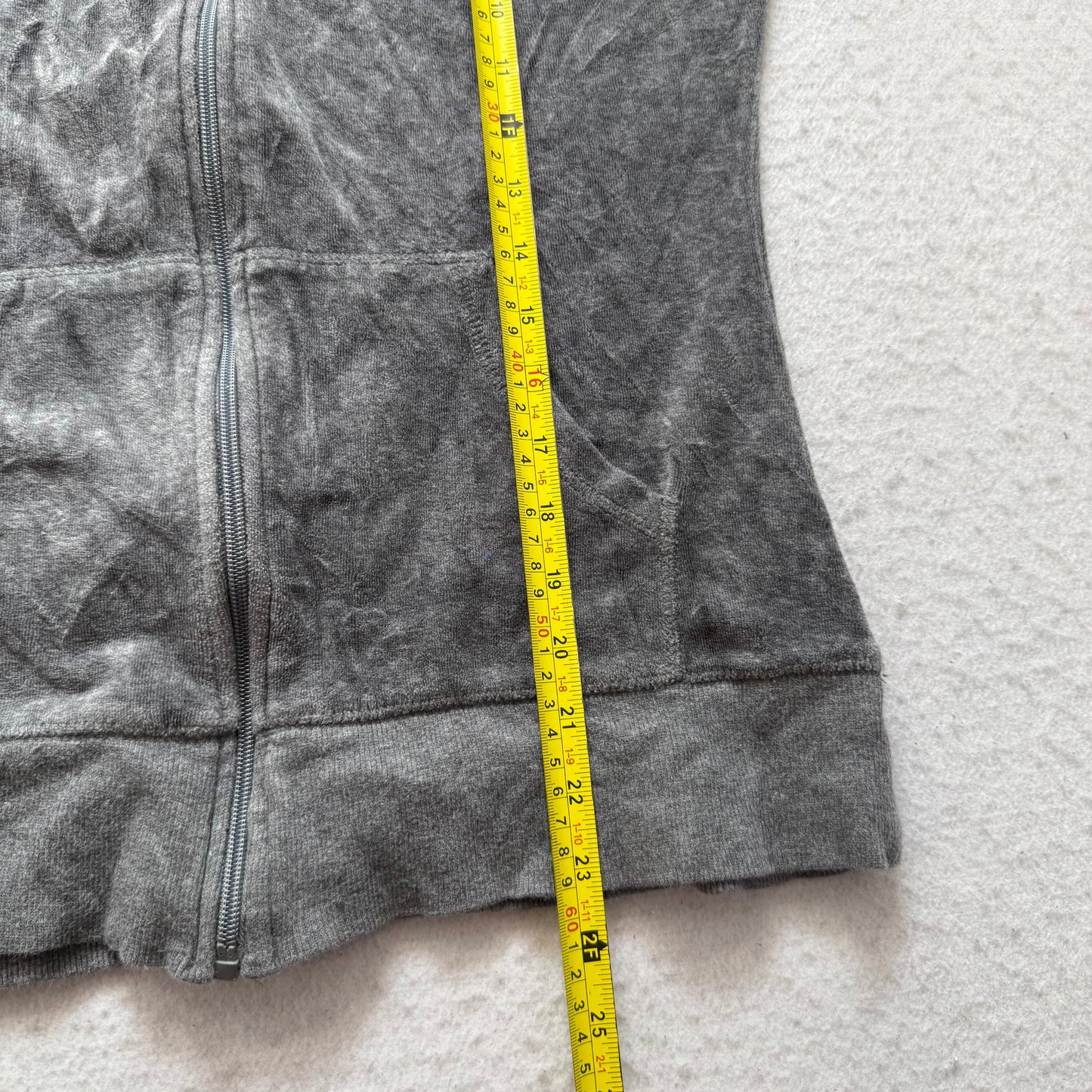 Vintage Juicy Couture Womens Deep Gray Velour Zip-Up Track Jacket Classic Size L