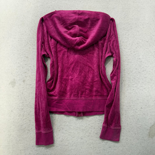 Vintage Juicy Couture Women's Hot Pink Velour Full Zip Hoodie Loungewear Size S