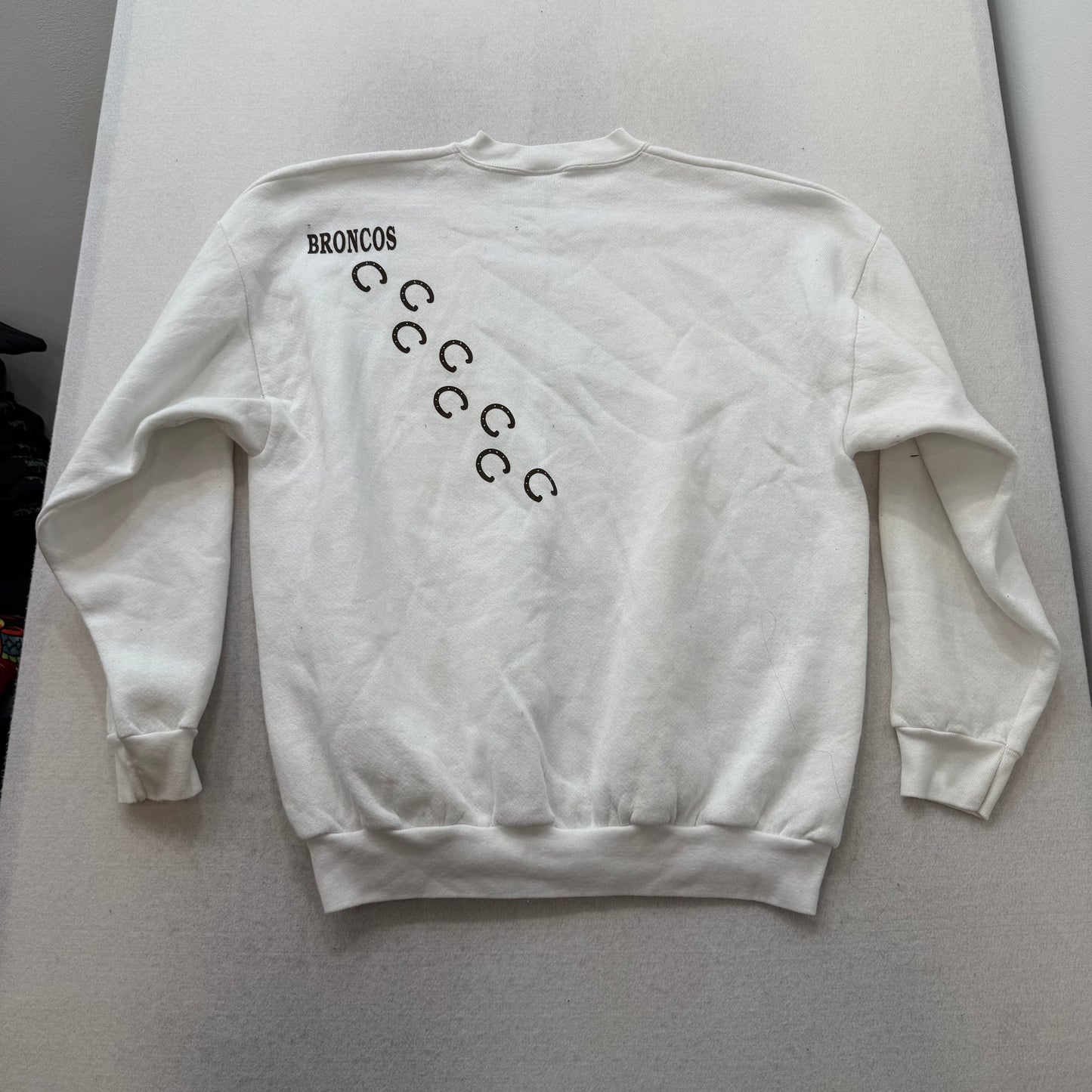 Tultex Mens White Cotton Blend Sweatshirt Long Sleeves Crew Neck Graphic Size XL