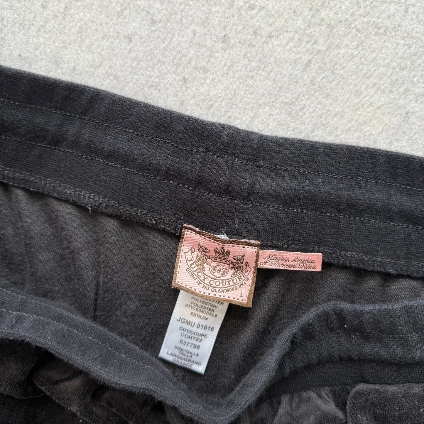 Juicy Couture Women Black Tracksuit Set Zip Up Hoodie & Flared Pant Logo Size L