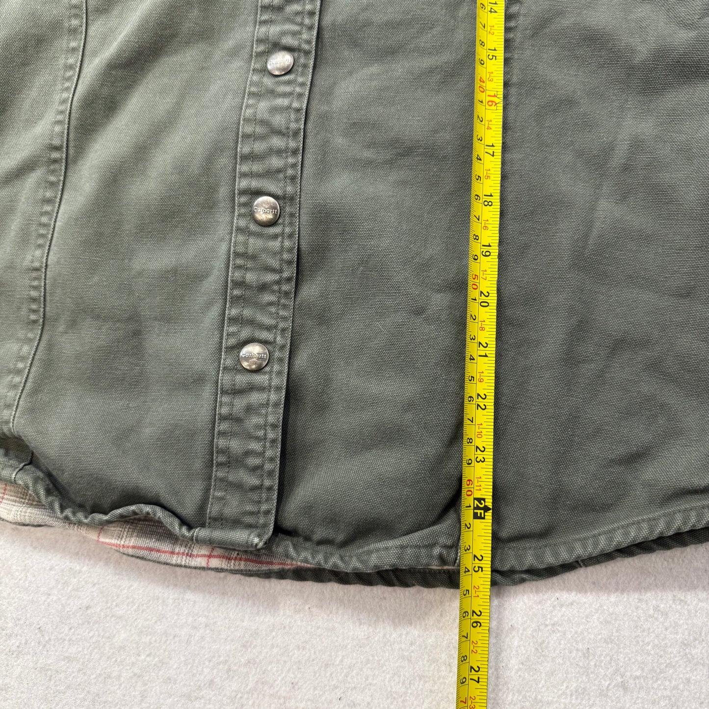 Carhartt Women's Olive Green Cotton Canvas Button Down Lined Shirt Jacket Size S