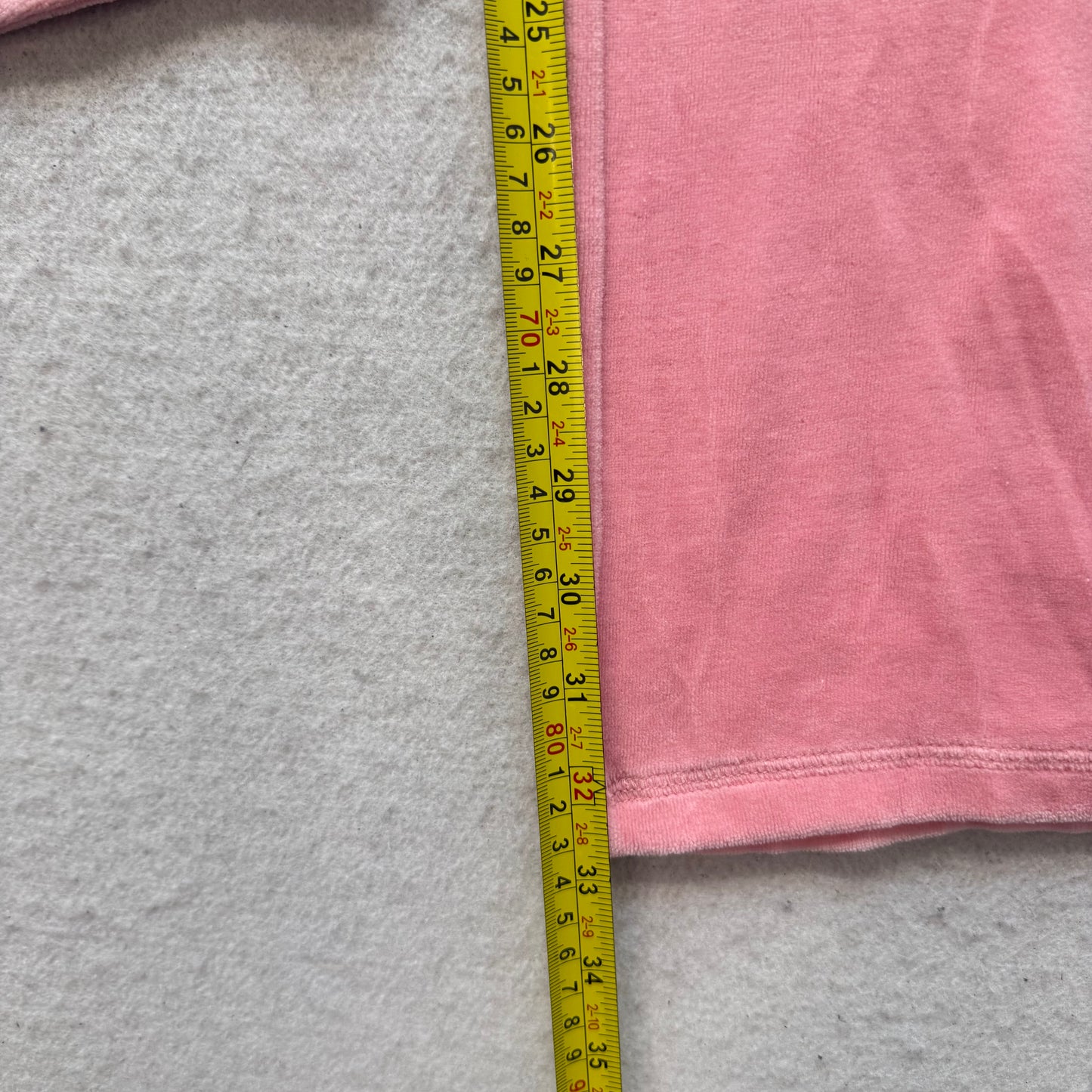 Vintage Juicy Couture Women's Pink Velour Flared Track Pants Glitter Logo Size S