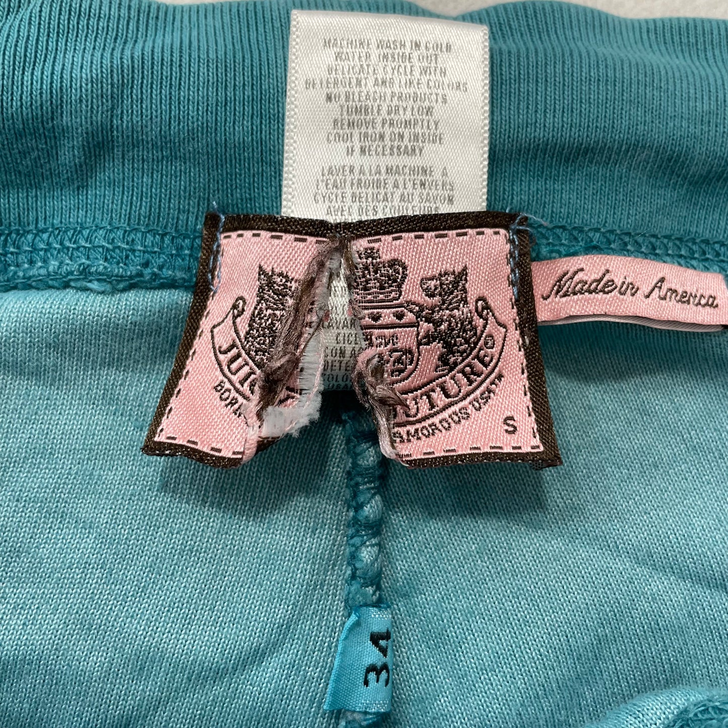 Vintage Juicy Couture Women's Teal Ombre Velour Flared Leg Track Pant Y2K Size S