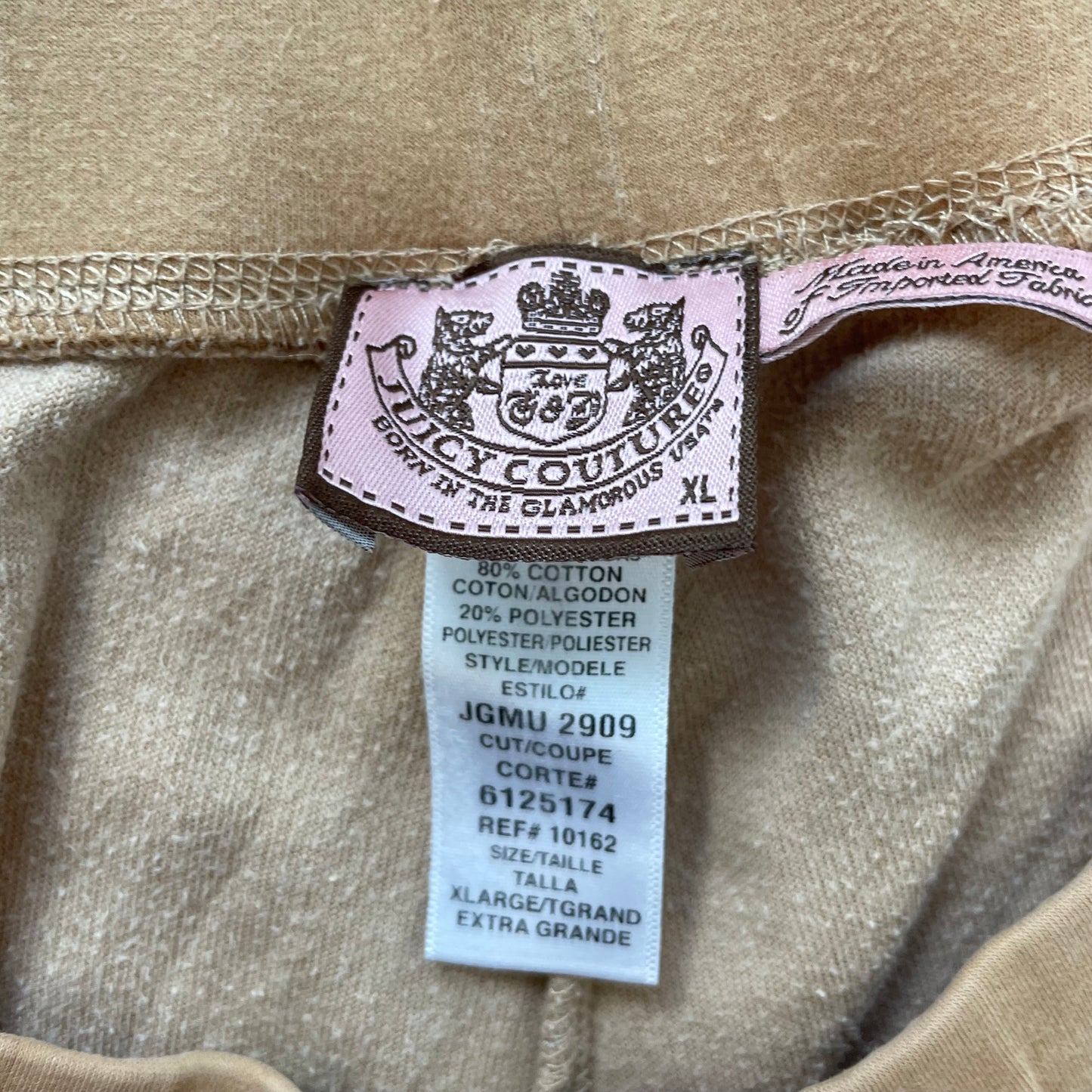 Juicy Couture Women's Camel Velour Flared Leg Track Pants Drawstring Size Y2K XL