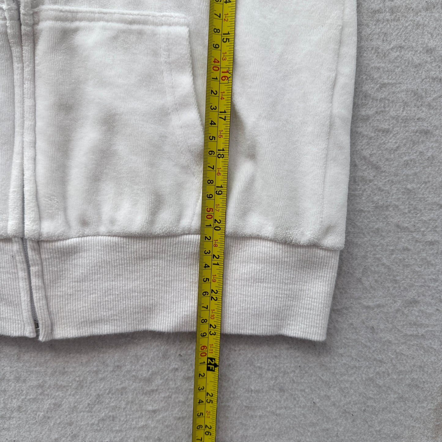 Juicy Couture Women's White Velour Zip-Up Hoodie Drawstring Loungewear Size M