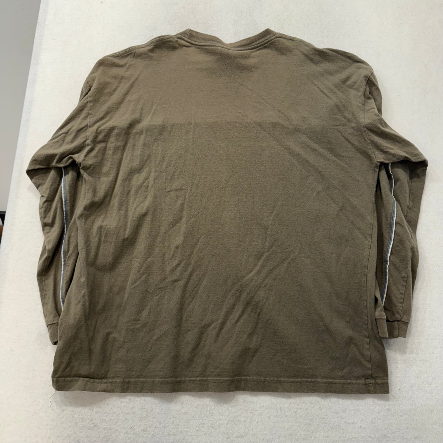 Utility Men's Olive Brown Cotton T-Shirt Long Sleeve Tee Drop Shoulders Size XL