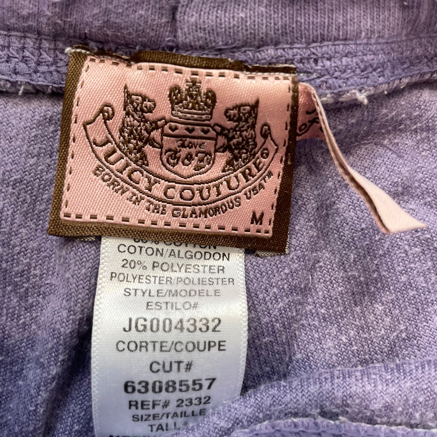Juicy Couture Womens Lavender Velour Flare Track Pant Drawstring Dog Logo Size M