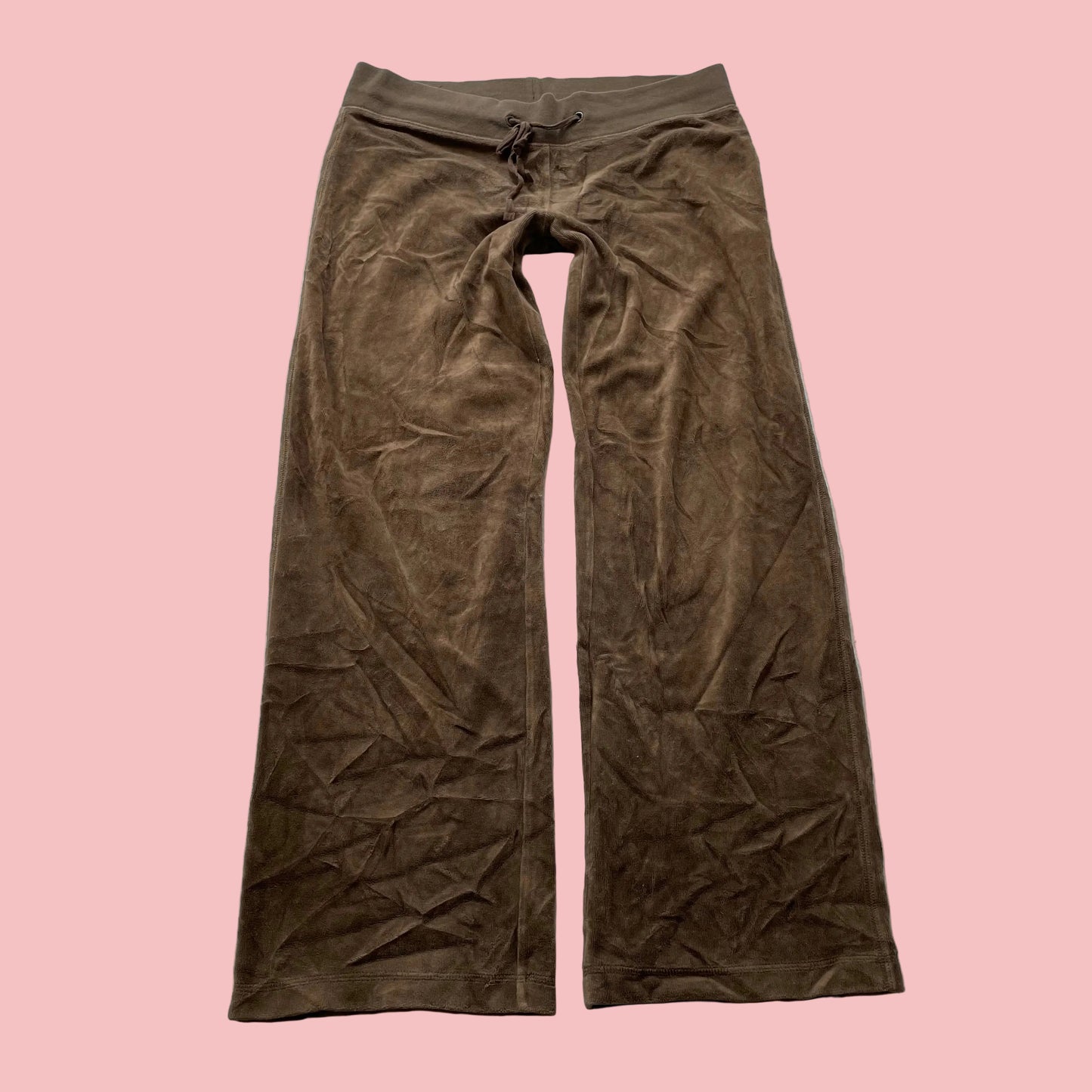 Vintage Juicy Couture Women's Brown Velour Flared Track Pant Drawstring Size S