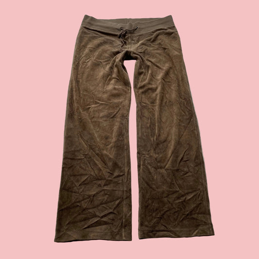 Vintage Juicy Couture Women's Brown Velour Flared Track Pant Drawstring Size S