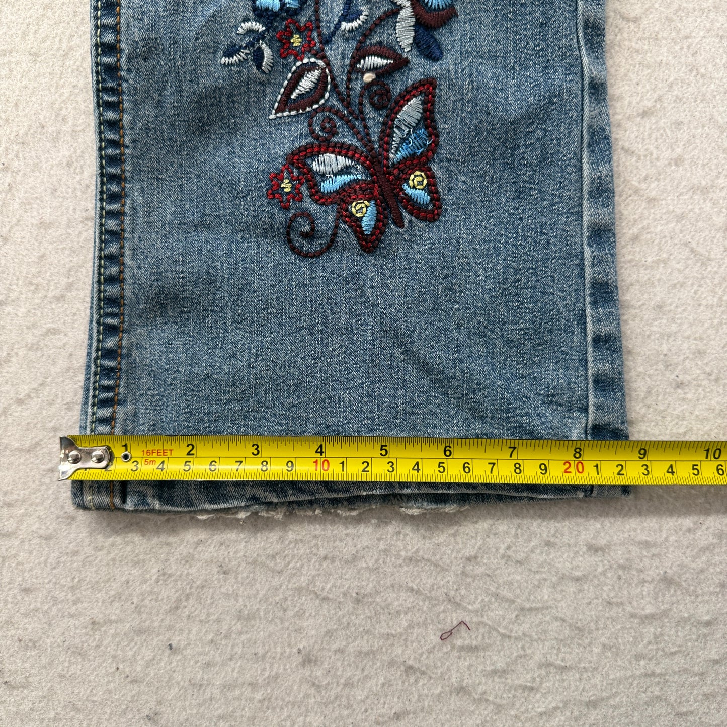 Faded Glory Women's Blue Denim Bootcut Jeans Stretch Embroidered Flower Size W29