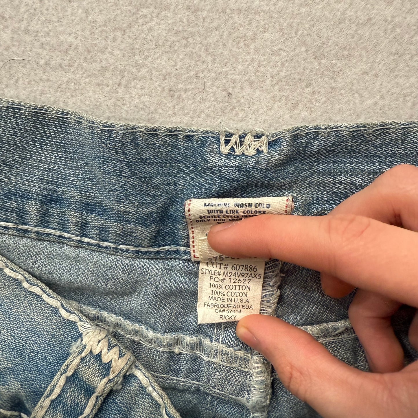 Rare True Religion Super T Ricky Men's Blue Straight Jeans Made In USA Size 38