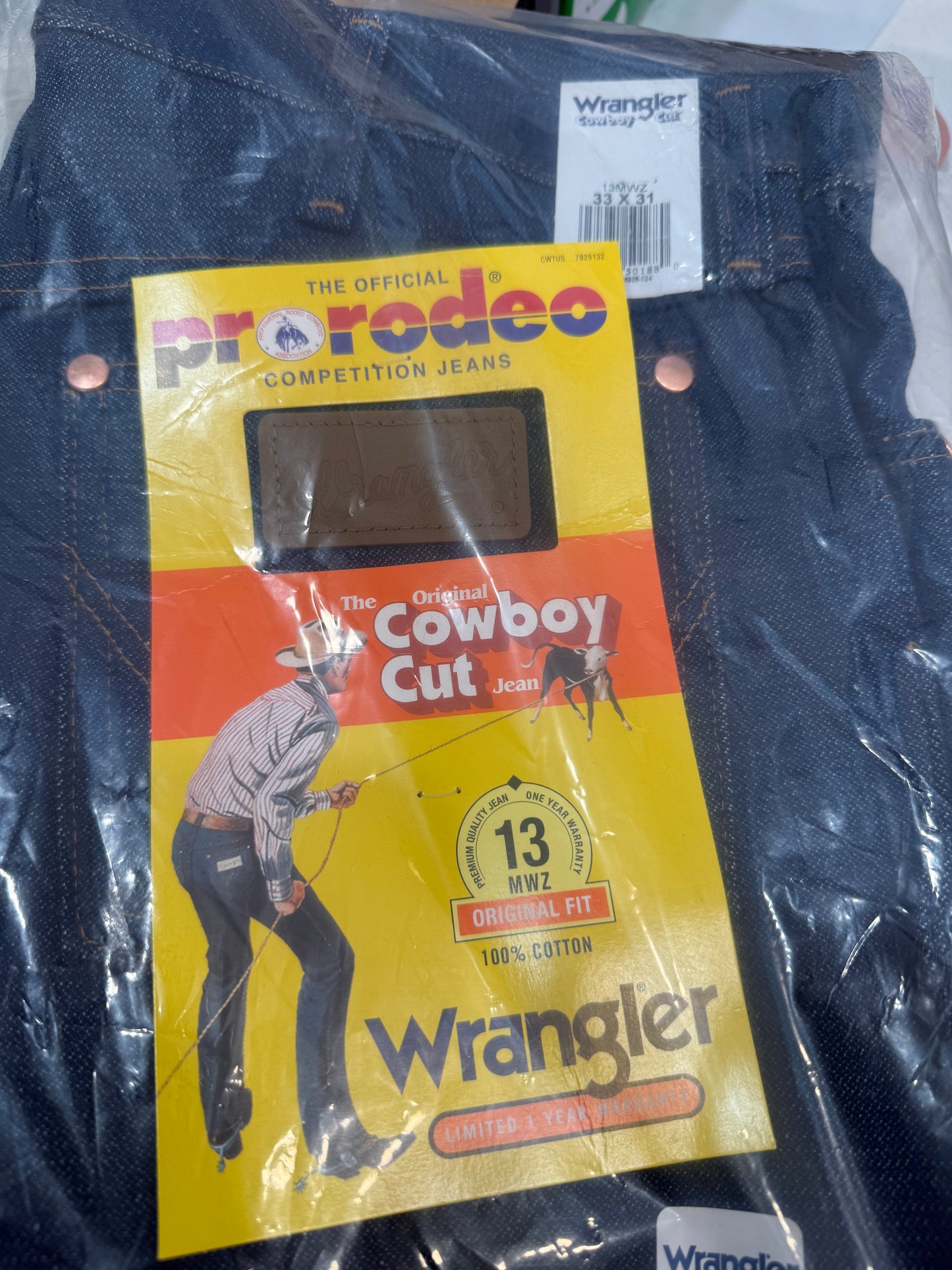 WRANGLER Original Cowboy Cut 13MWZ 100% Cotton Jeans 33x31 - Clean Curriculums 