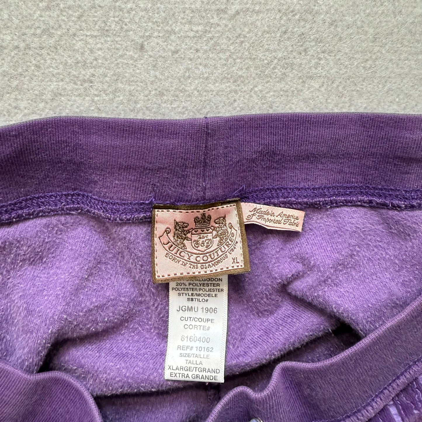 Juicy Couture Women's Amethyst Velour Flared Track Pant Loungewear Logo Size XL