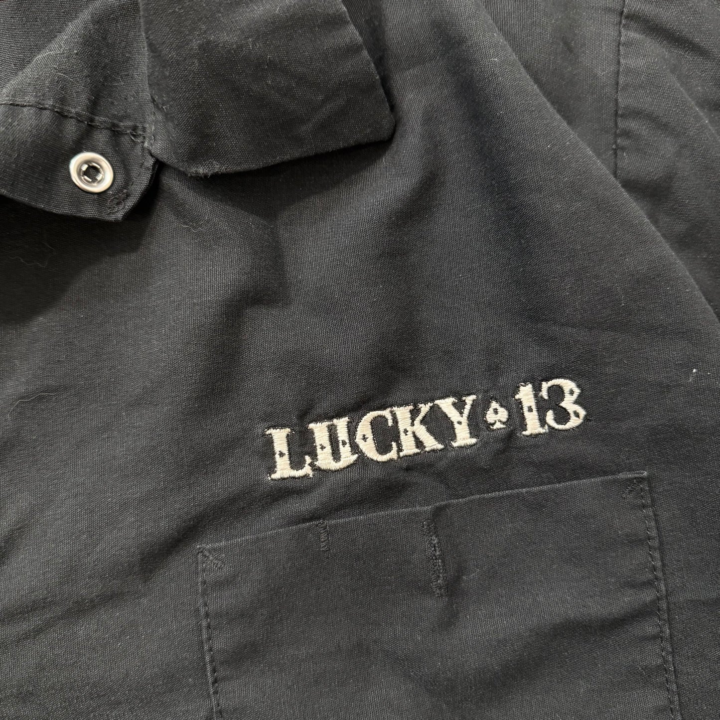 Lucky 13 Hot Rod Men's Black Short Sleeve Button Down Work Shirt Size XL
