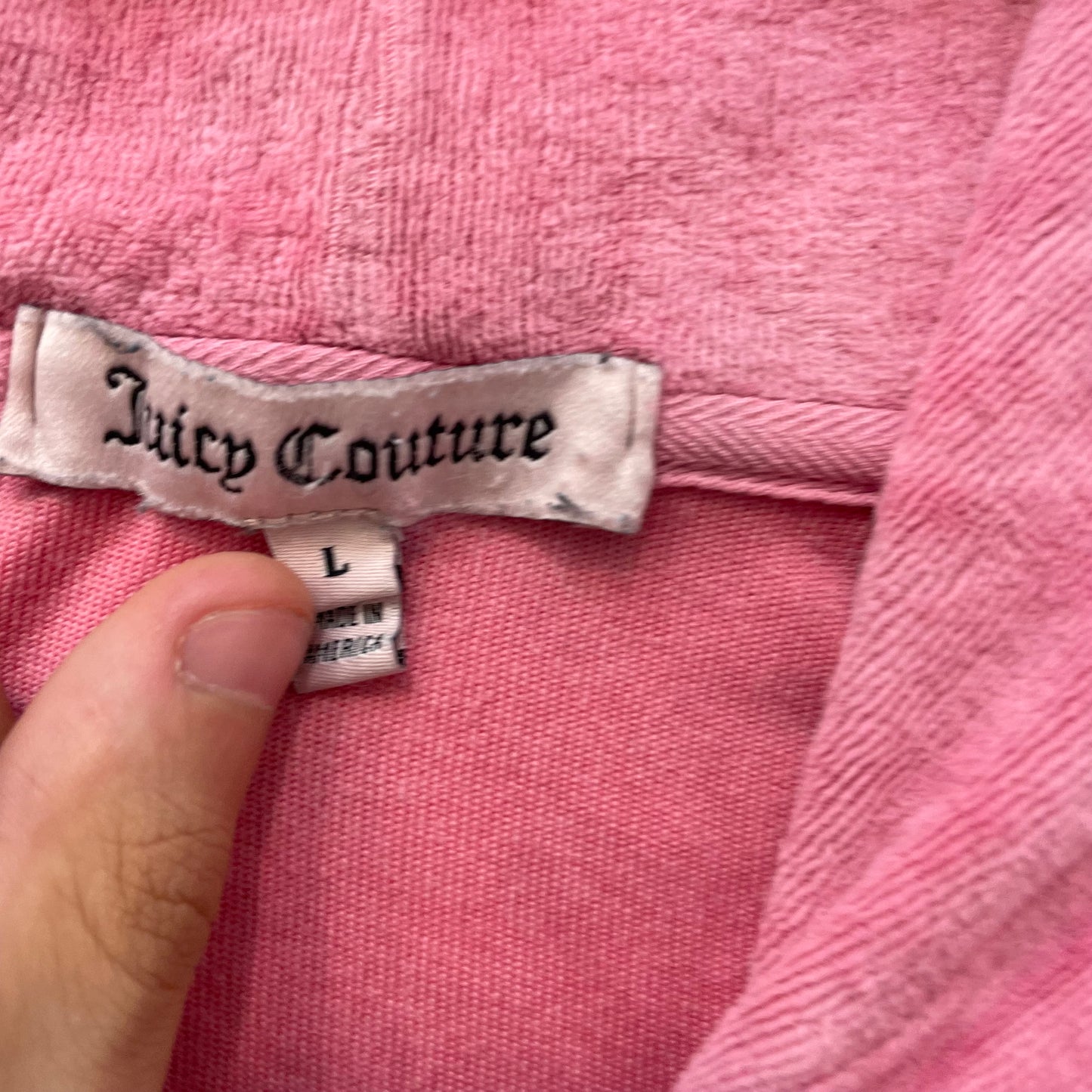 Juicy Couture Women's Pink Velour Full-Zip Hoodie Drawstring Pockets Y2k Size L