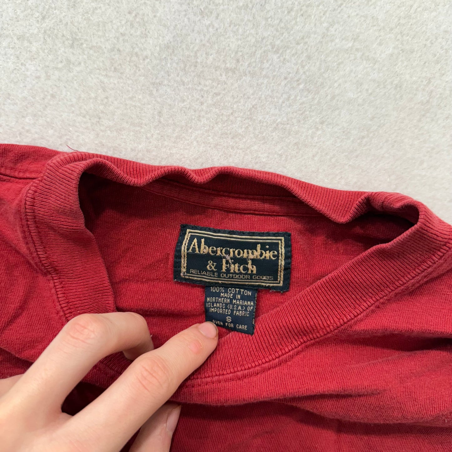 Abercrombie & Fitch Red AF92 Snowmobile Marathon Long Sleeve T-Shirt Size S