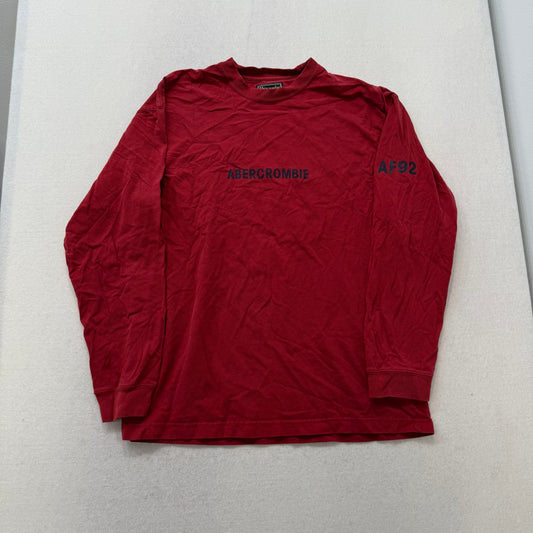 Abercrombie & Fitch Red AF92 Snowmobile Marathon Long Sleeve T-Shirt Size S