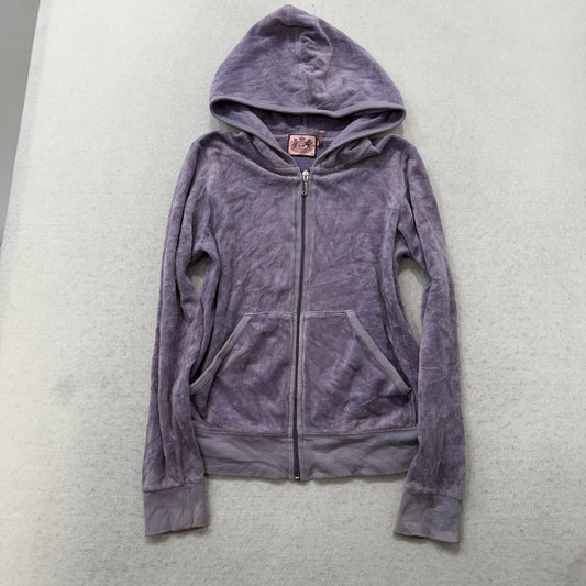 Juicy Couture All Hail Juicy Women's Lavender Velour Zip-Up Hoodie Y2k Size 12
