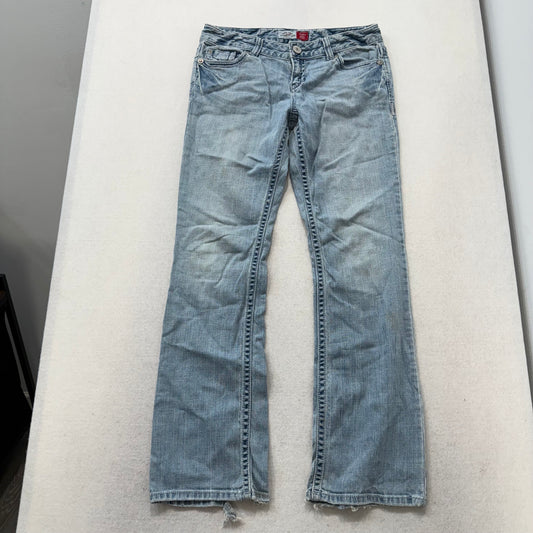 Aeropostale Light Blue Chelsea Skinny Bootcut Jeans Rhinestone Pockets Size M