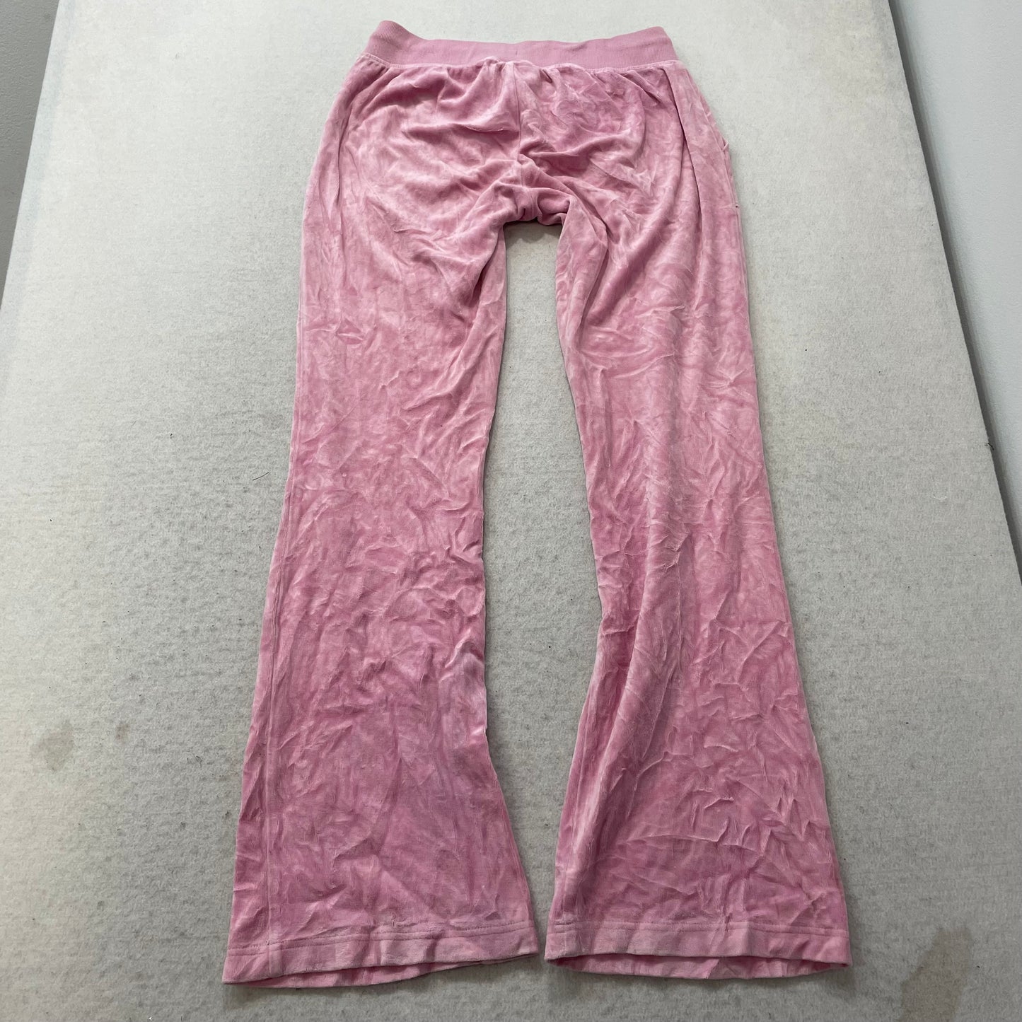 Juicy Couture Women's Pink Velour Flared Leg Track Pants Scottie Dog Logo Size M