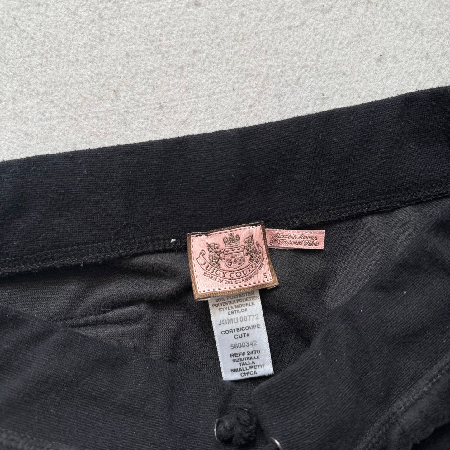 Vintage Juicy Couture Women's Black Velour Flared Track Pant Drawstring Size S