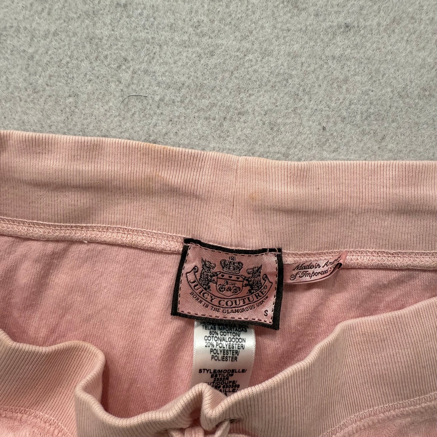 Vintage Juicy Couture Women's Pink Velour Flared Track Pant Low Rise Logo Size S