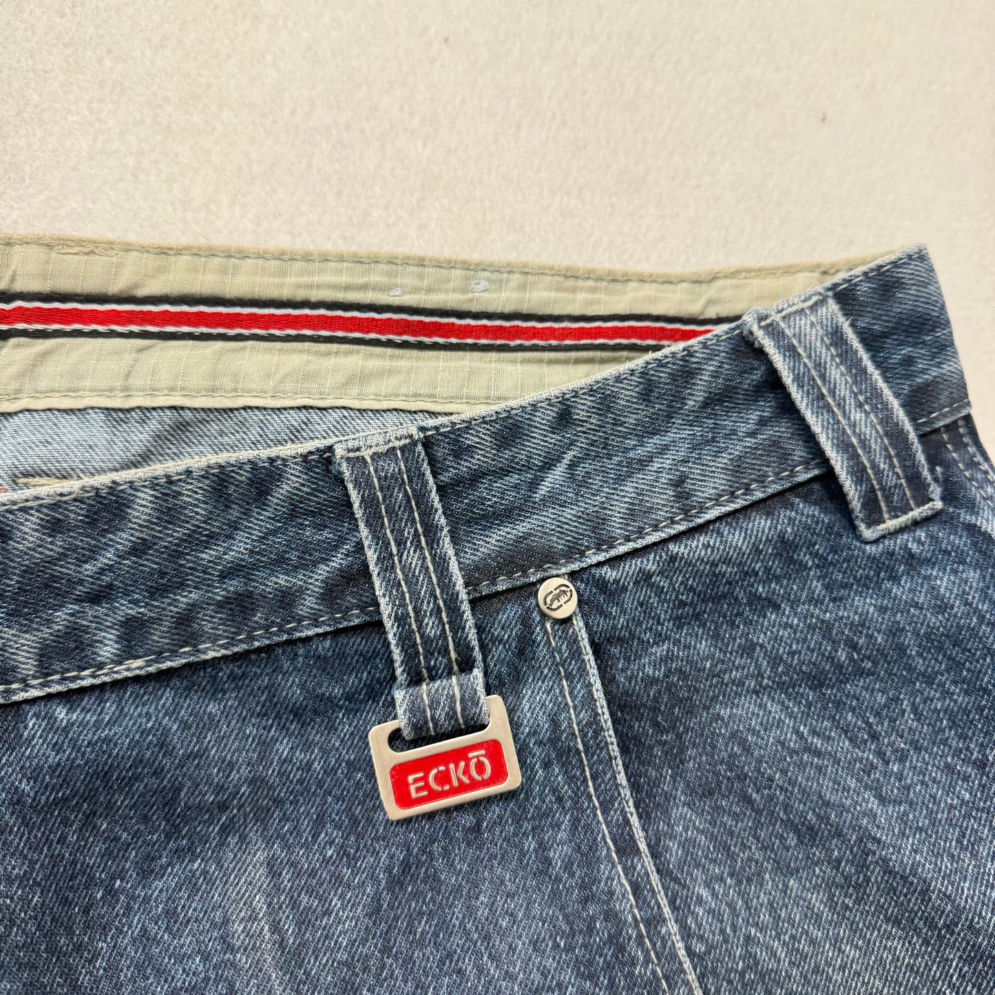 Ecko Unltd Men's Medium Blue Denim Baggy Carpenter Shorts Utility Pocket Size 42