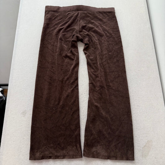 Juicy Couture Women's Dark Brown Terry Cloth Wide Leg Flared Track Pants Size XL