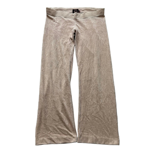 Vintage Juicy Couture Women's Tan Velour Flared Track Pants Loungewear Size S