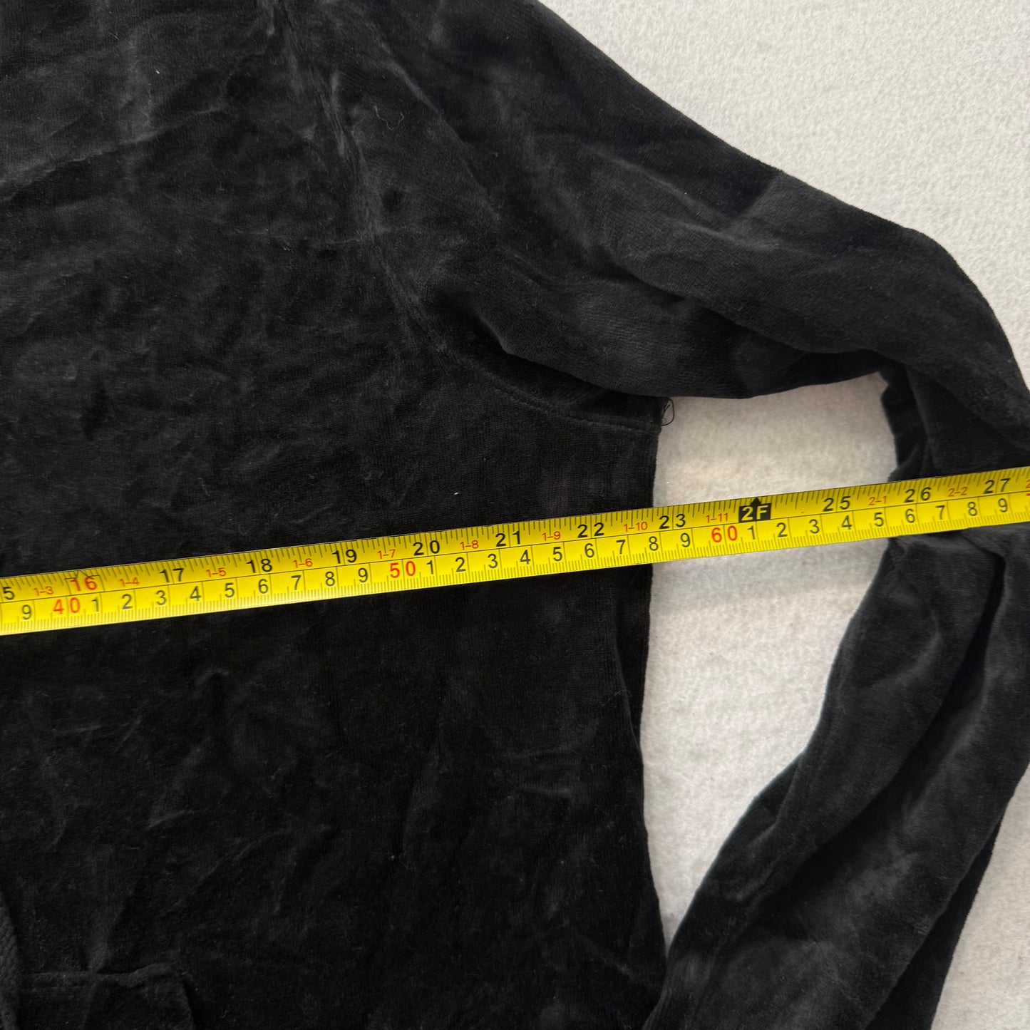 Juicy Couture Womens Black Velour Tracksuit Set Zip-Up Hoodie & Pants Size XL