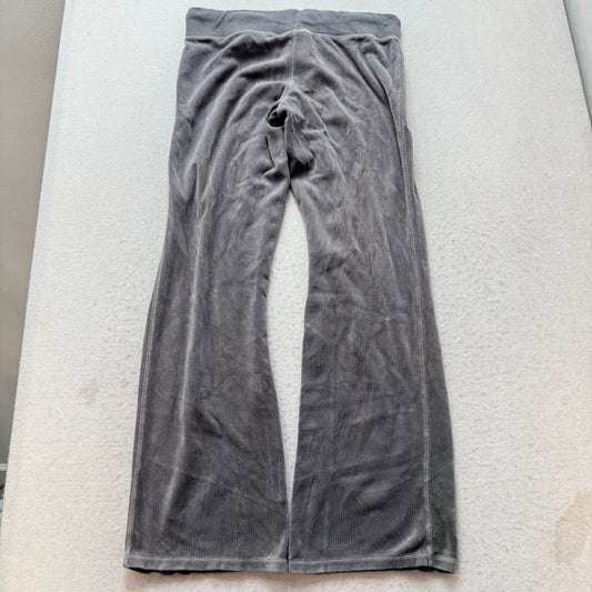 Vintage Juicy Couture Women's Gray Velour Flared Track Pants Drawstring Size S