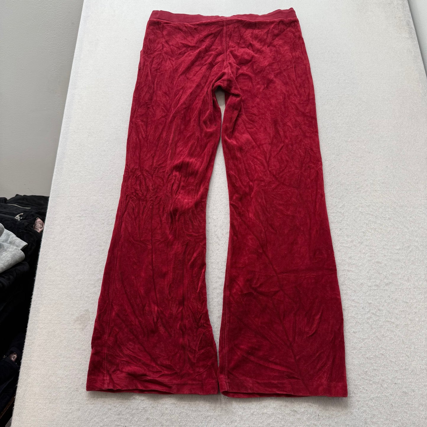 Juicy Couture Women Wine Red Velour Tracksuit Set Hoodie & Pant Pockets Size S/M