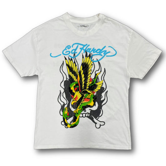 ED HARDY “Eagle Snake” WHITE OVERSIZED T SHIRT - Clean Curriculums 