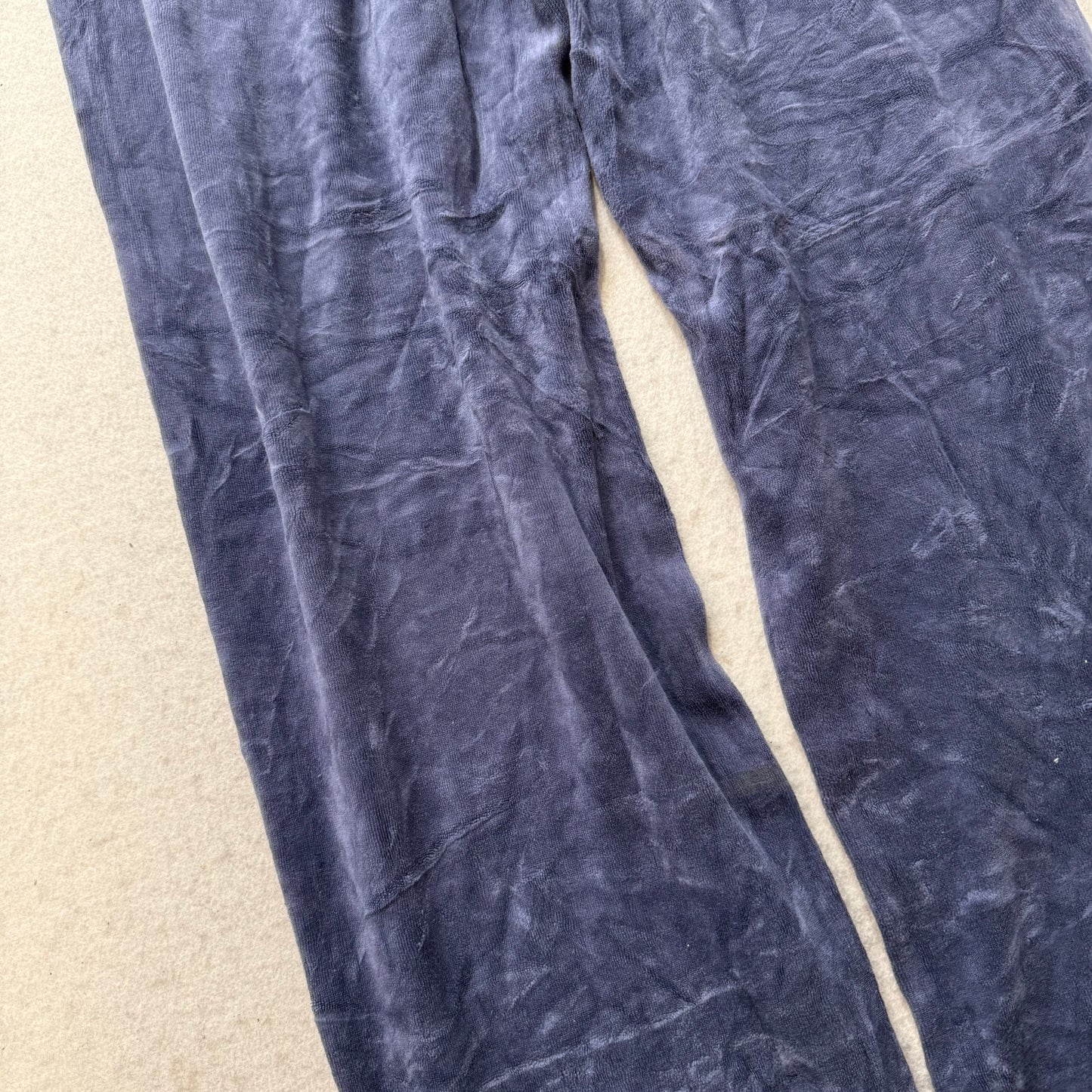 Vintage Juicy Couture Women's Navy Velour Flared Track Pants Loungewear Size S