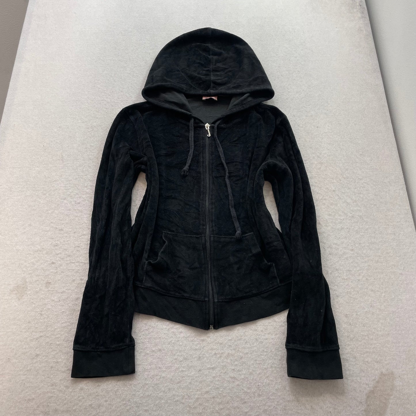 Juicy Couture Womens Black Velour Tracksuit Set Hoodie & Flared Pant Y2k Size XL