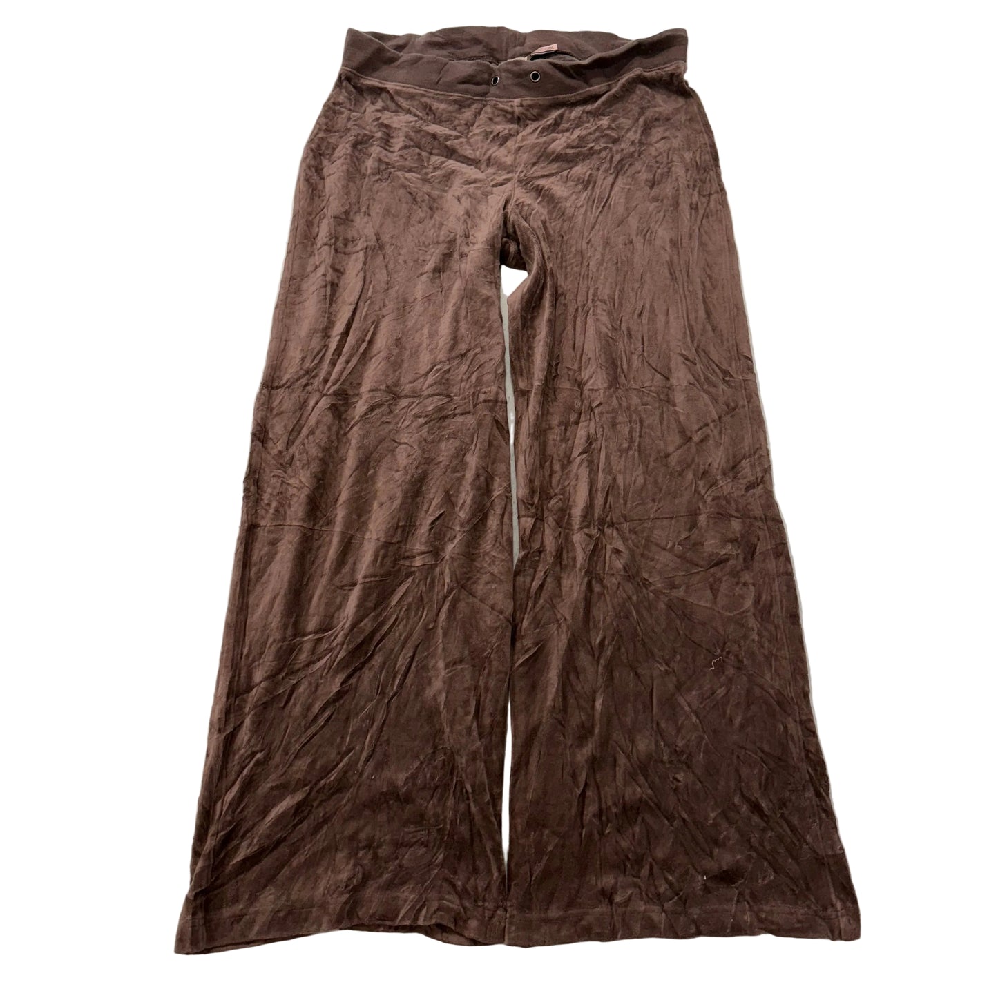 Juicy Couture Women's Brown Velour Flared Wide Leg Track Pant Loungewear Size M