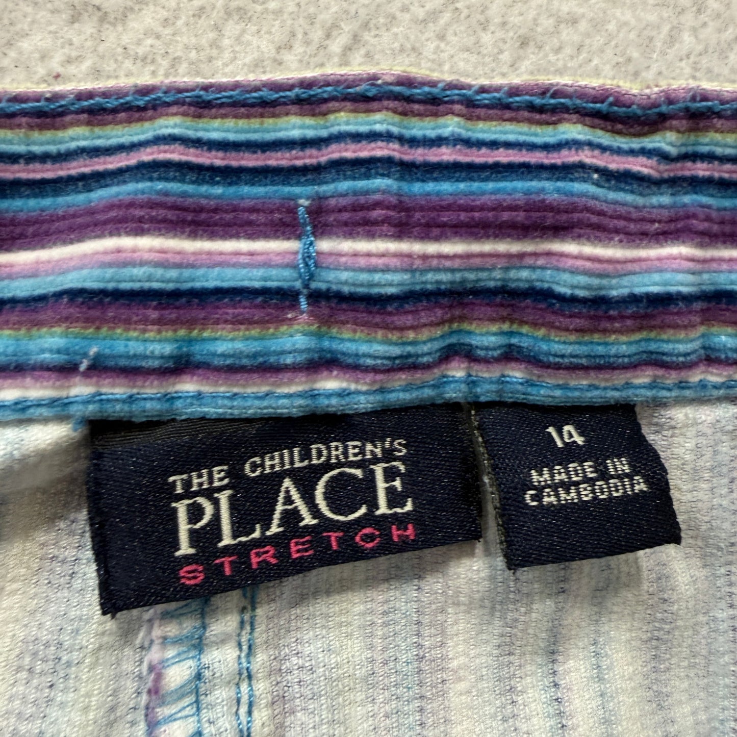 The Children's Place Girl Colorful Striped Corduroy Skirt Stretch Casual Size 14