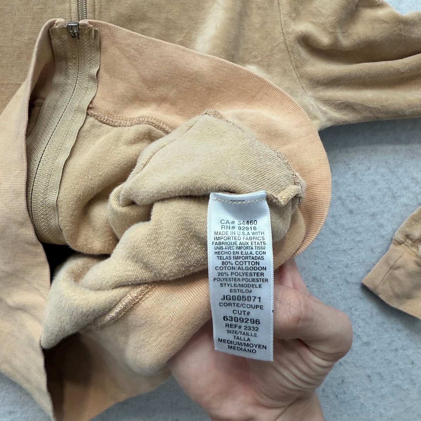 Juicy Couture Women's Camel Velour Zip Up Hoodie Kangaroo Pockets Preppy Size M