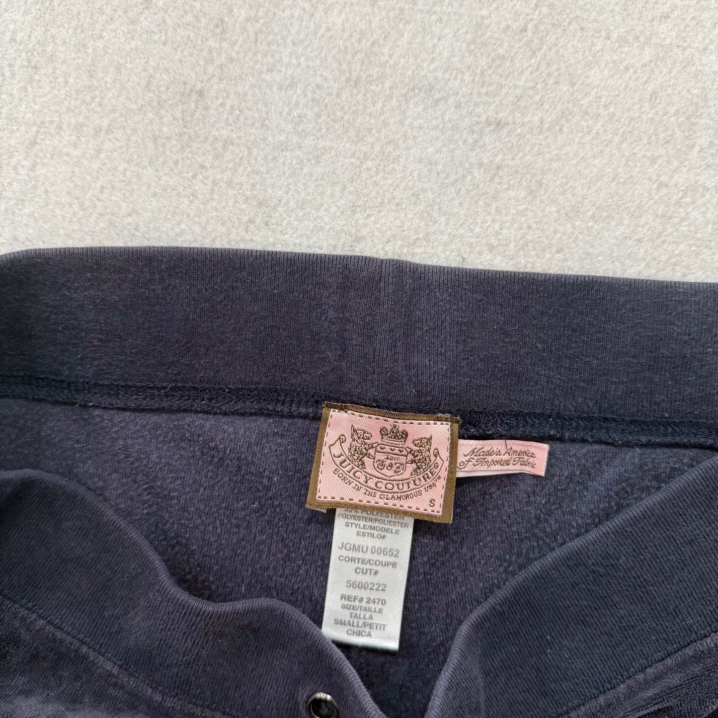 Vintage Juicy Couture Women's Charcoal Velour Flared Wide Leg Track Pant Size S