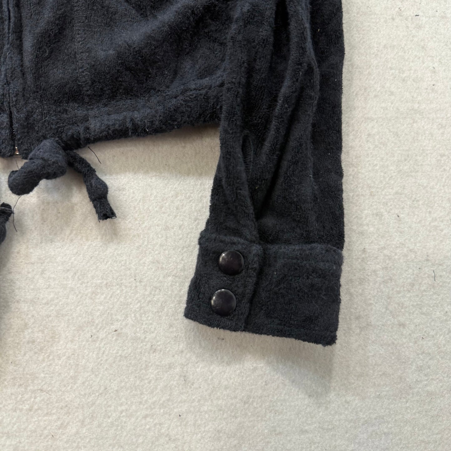 Juicy Couture Women's Black Terrycloth Zip Up Track Jacket Mock Neck Y2K Size S